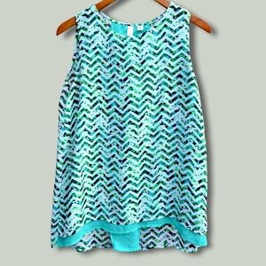 Zig Zag Striped Clover Sleeveless Blouse size S